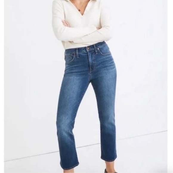 Madewell Slim Demi Boot Cut Jeans Dark Blue Wash Size 27 Women’s Cotton Blend - Picture 1 of 11